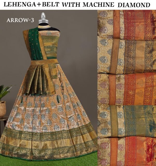 Lehenga with belt with siroski diamond