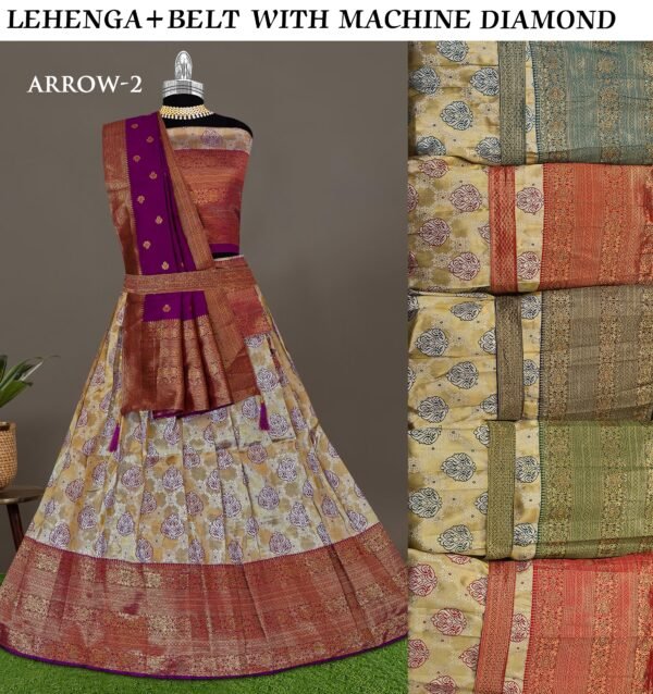 Lehenga with belt with siroski diamond