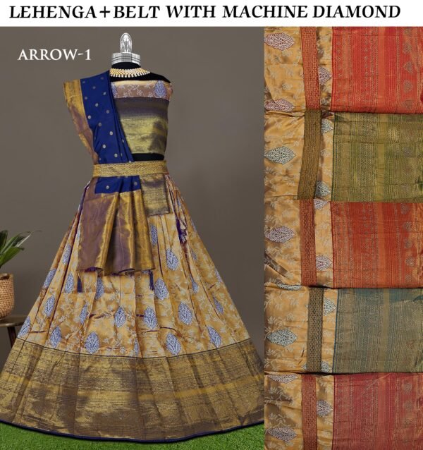 Lehenga with belt with siroski diamond